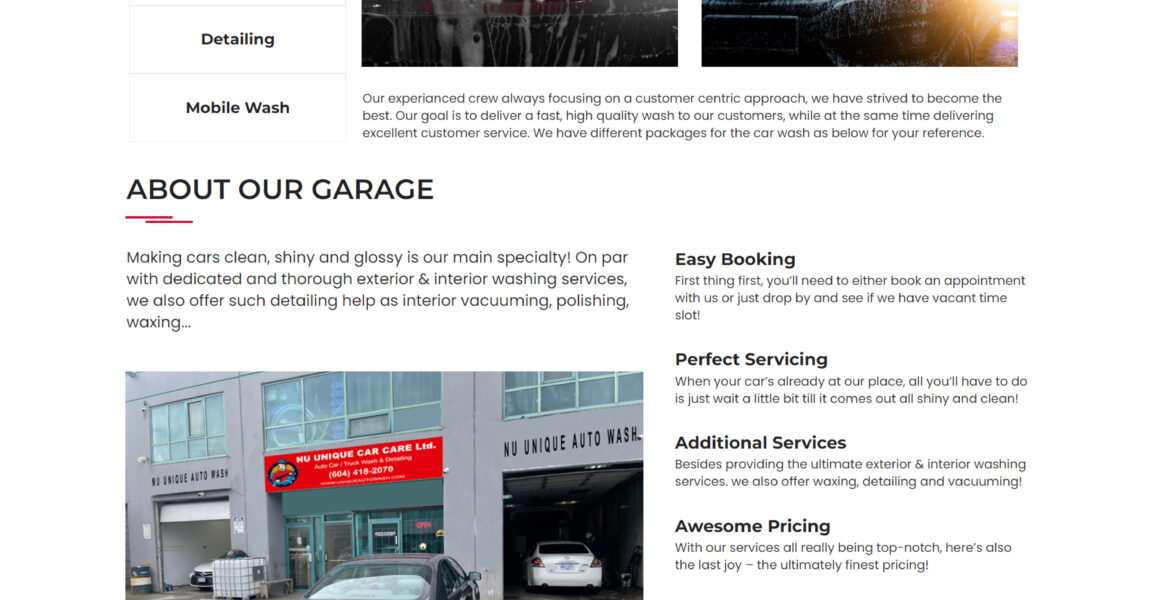 Autowash Landing Page Website