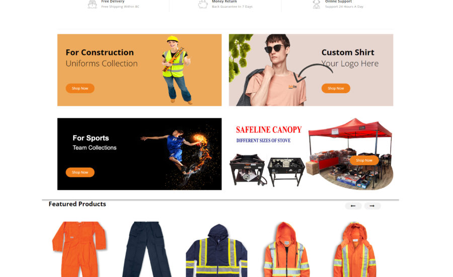 Safeline Workwear Uniforms Website Design